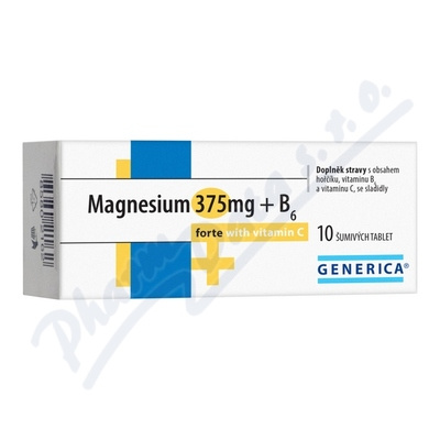 GENERICA Magnesium citrát 375 mg + B6 forte + vitamin C 10 šumivých tablet
