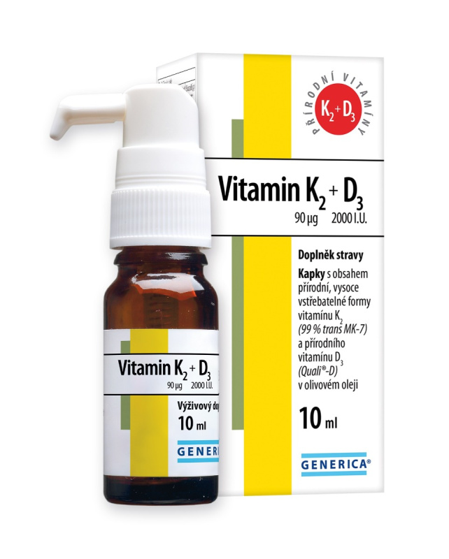 GENERICA Vitamin K2 90 mcg + D3 2000 I.U.kapky 10 ml