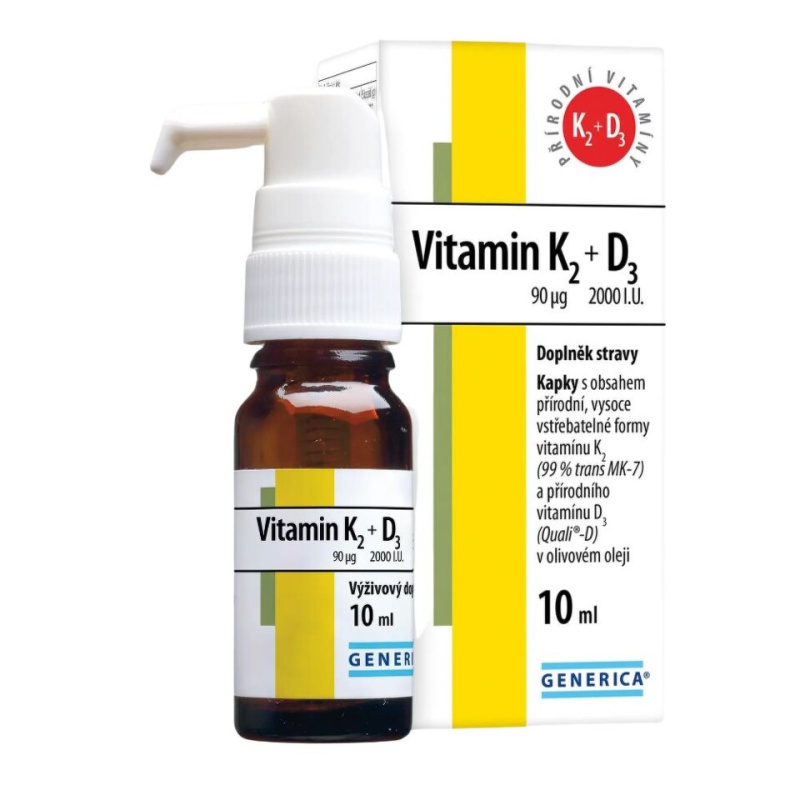 GENERICA Vitamin K2 90 mcg + D3 2000 I.U.kapky 10 ml