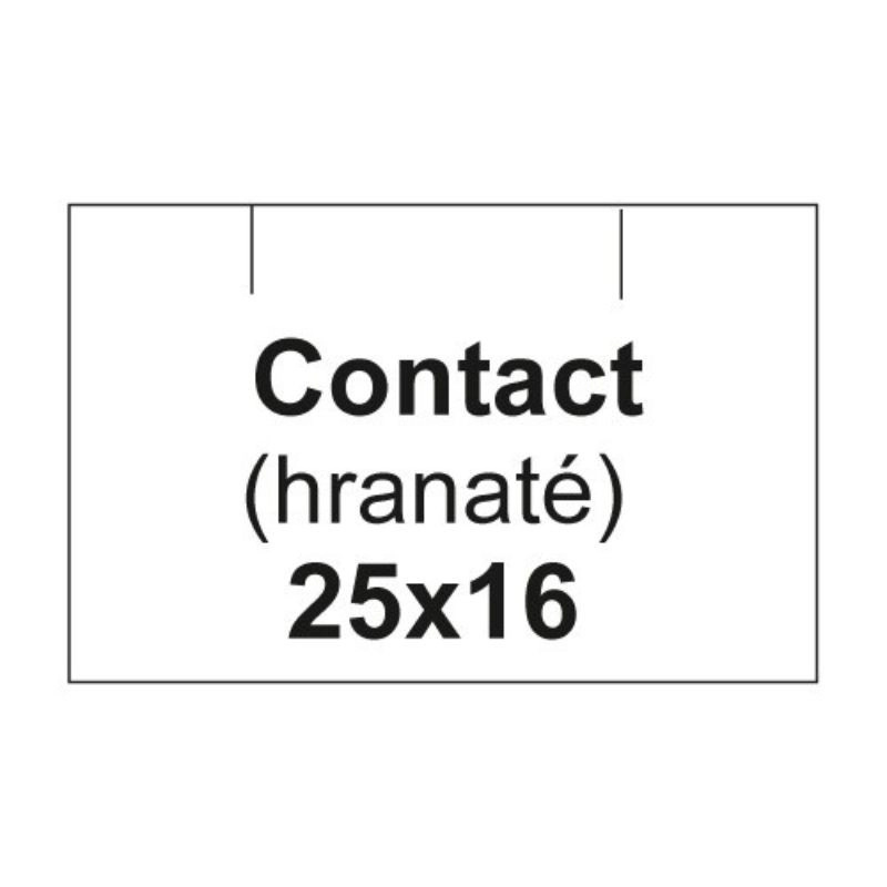 Hranaté cenové etikety CONTACT, bílé 25 × 16 mm, 1125 ks