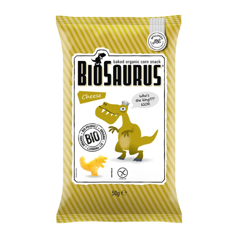 BIOSAURUS Bezlepkové kukuřičné křupky se sýrem BIO 50 g