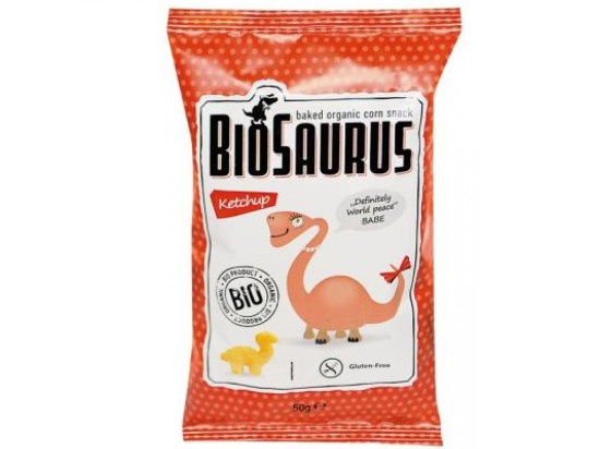 BIOSAURUS Bezlepkové kukuřičné křupky s kečupem BIO 50 g