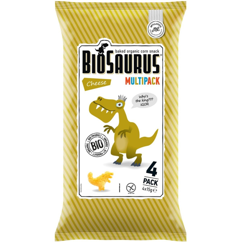 BioSaurus BIO Kukuřičný snack sýrový 4×15 g