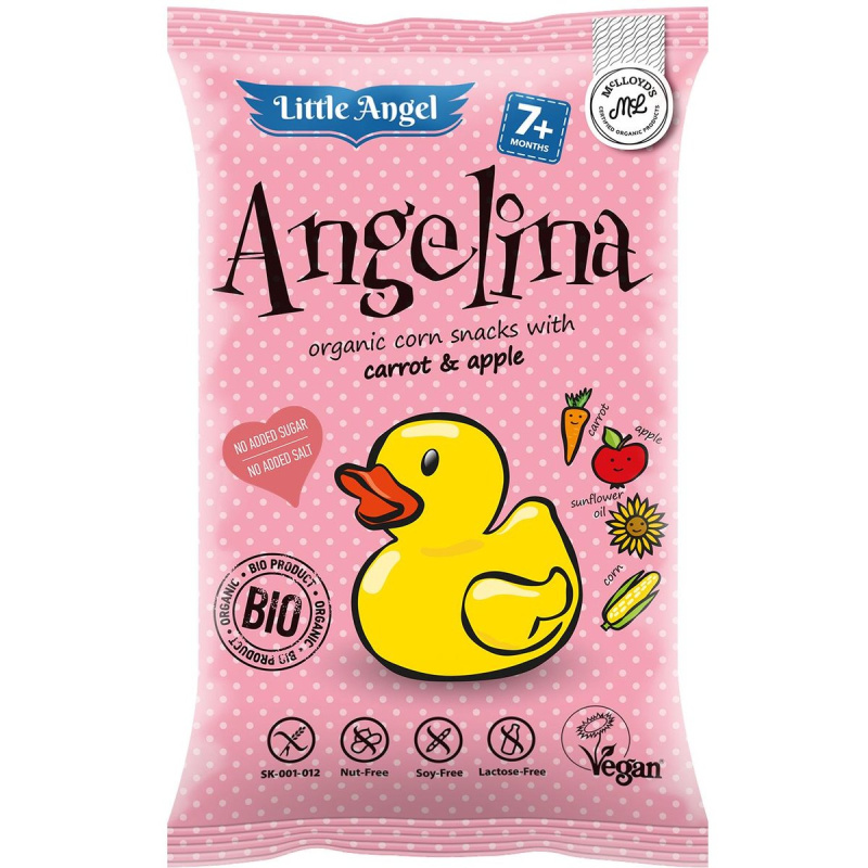Little Angel Angelina BIO Kukuřičný snack s mrkví a jablkem