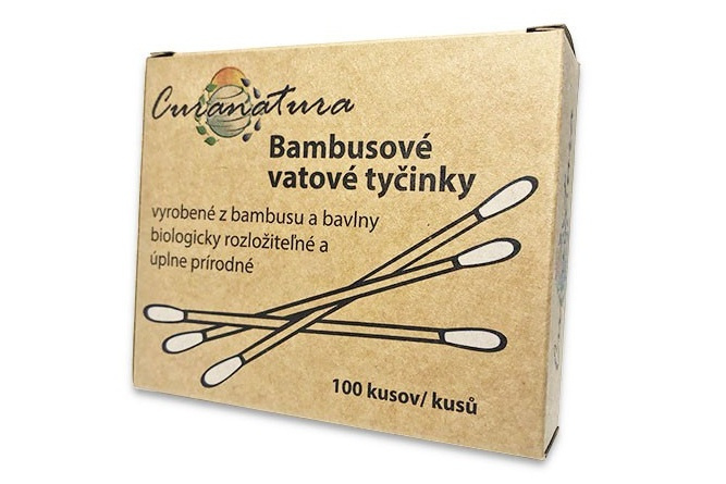 CURANATURA Bambusové vatové tyčinky, 100ks