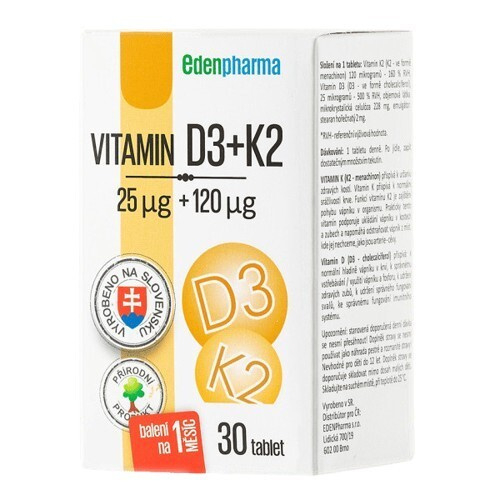 Edenpharma Vitamín D3 + K2 30 tbl