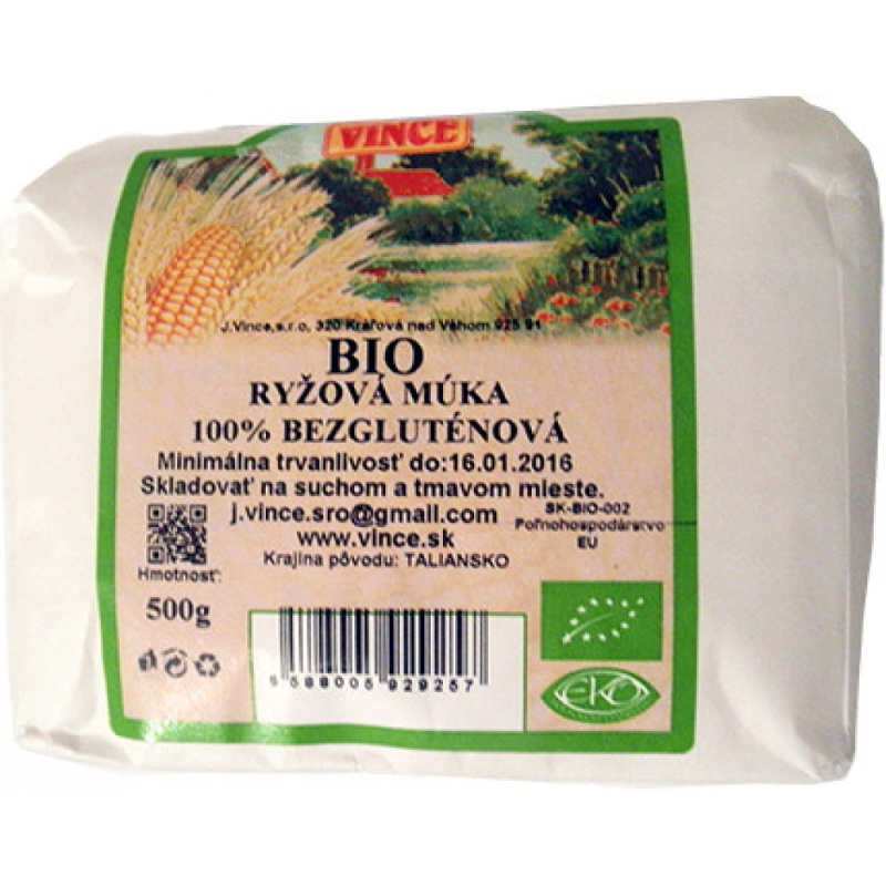 J.VINCE 100% Bezlepková rýžová mouka BIO 500 g