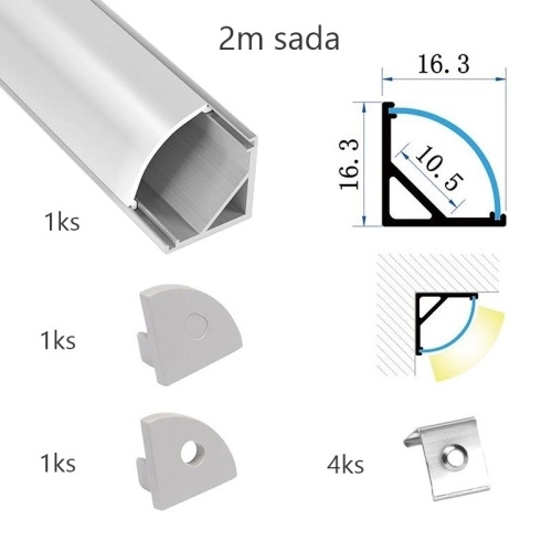Sada hliníkového profilu s matným difuzorem KM55-S-MK-P 2m