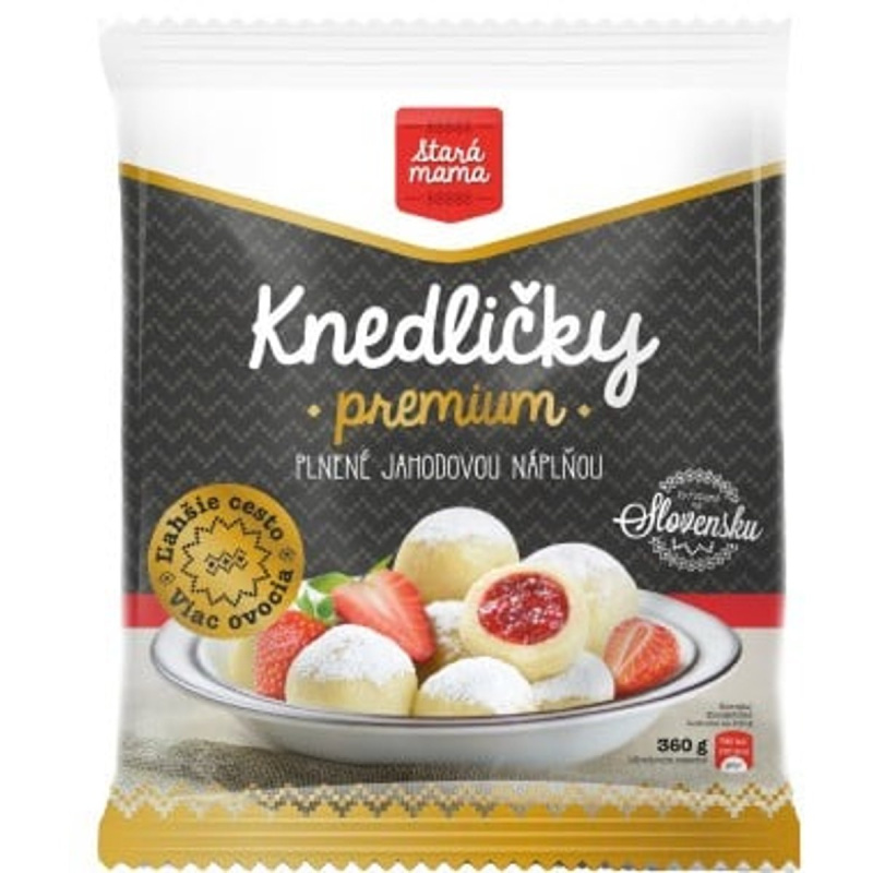 Stará mama Knedlíčky premium tvarohové plněné jahodovou náplní
