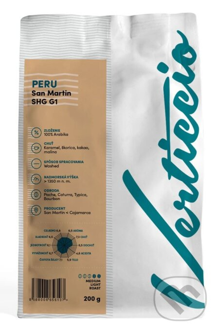 Verticcio Peru San Martin SHG G1 (Pražená zrnková káva, 200g)