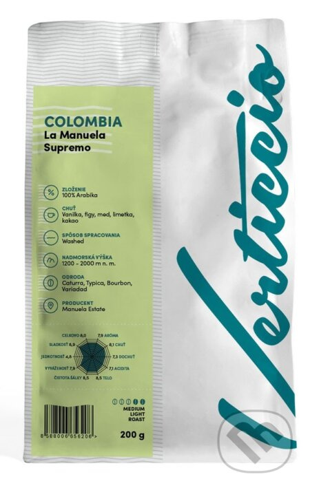 Verticcio Colombia La Manuela Supremo (Pražená zrnková káva, 200g)