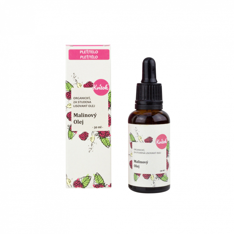Kvitok Malinový pleťový olej nerafinovaný BIO, 30 ml