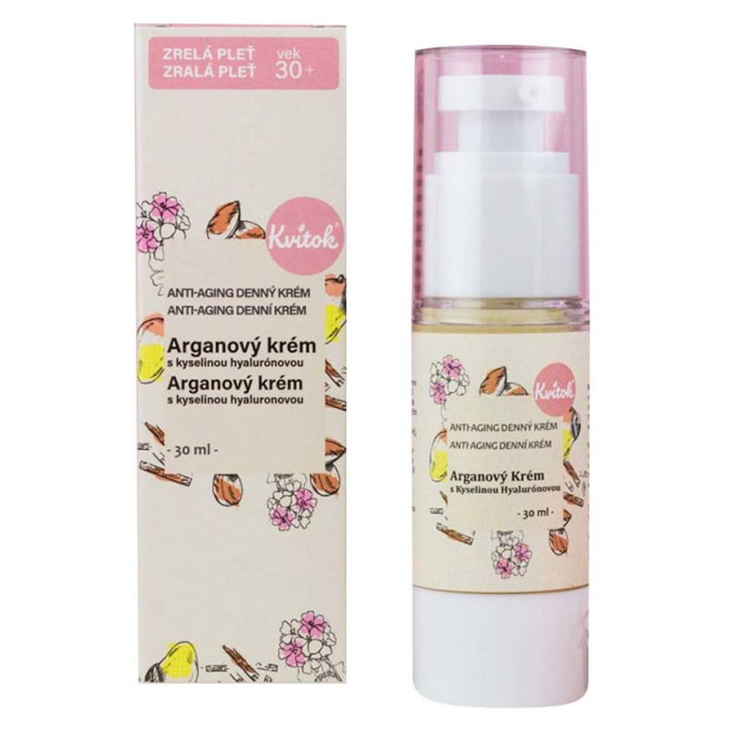 Kvitok Arganový krém s kyselinou hyaluronovou denní krém pro zralou pleť 30 ml