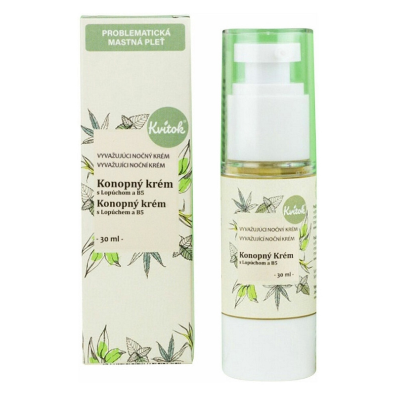Kvitok Noční konopný krém pro mastnou pleť, 30 ml