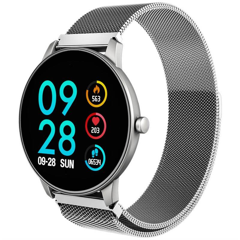 Fitness náramek Carneo SlickFit Oxygen+ (8588006962901) / 160 mAh / 240 × 240 px / Bluetooth 4.0 / 1,3" (3,3 cm) LED displej / stříbrná Varianta: ivi1