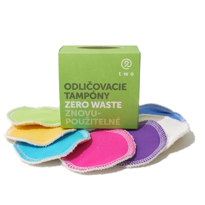 Twocosmetics Znovupoužitelné, ručně šité odličovací tampony ZeroWaste , 7 ks