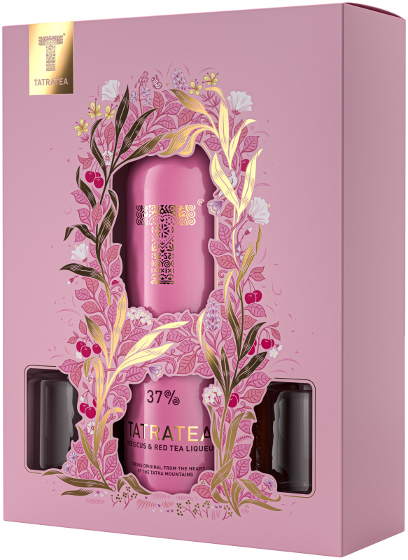 Tatratea Hibiscus & Red + 2 sklenice 37% 0,7l (darčekové balenie 2 poháre)