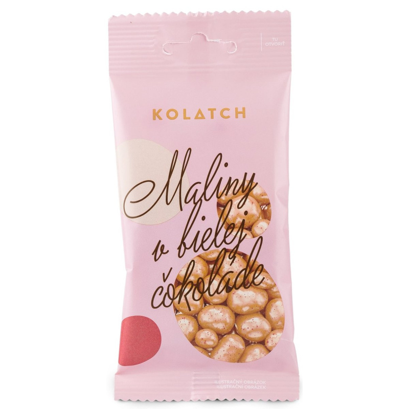 Kolatch Dražé lyofilizované maliny v bílé čokoládě s kousky malin
