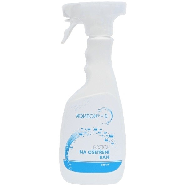 ELEKTROLYZOVANÝ ČISTÍCÍ ROZTOK AQVITOX - D NA RÁNY 500ML LÁHEV S ROZPRAŠOVAČEM, NA AKUTNÍ A CHRONICKÉ RÁNY,