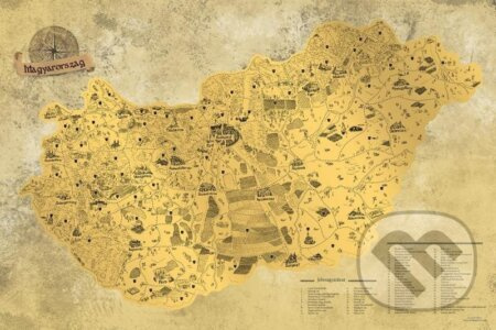 Stírací mapa Maďarska Deluxe - zlatá