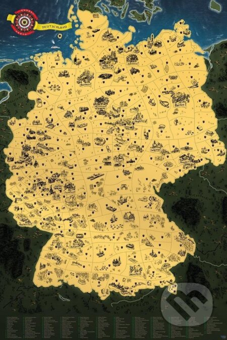 Stírací mapa Německa Deluxe - zlatá