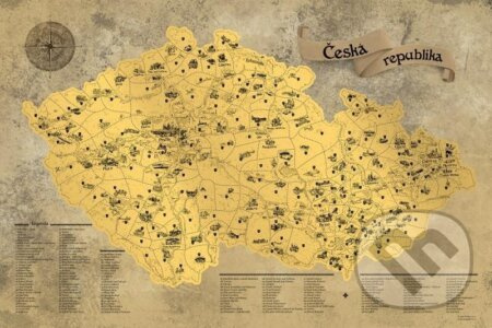 Stírací mapa Česka Deluxe XXL - zlatá