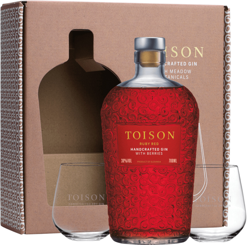 Toison Ruby Red + 2 sklenice 38% 0,7l (darčekové balenie 2 poháre)