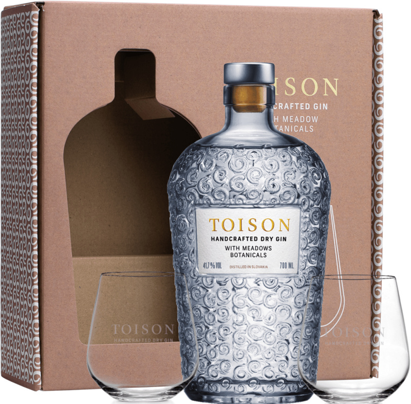 Toison Gin + 2 sklenice 41,7% 0,7l (darčekové balenie 2 poháre)
