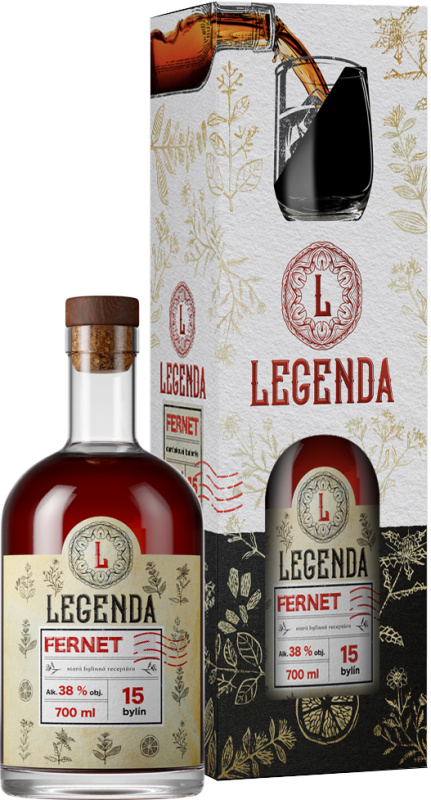Legenda Fernet + sklenice 38% 0,7l (darčekové balenie 1 pohár)