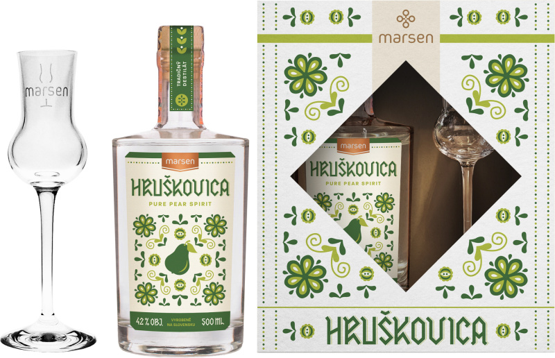 Marsen Hruškovica + sklenice 42% 0,5l (darčekové balenie 1 pohár)