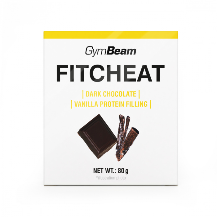 GymBeam Proteinová čokoláda Fitcheat, 80 g Příchuť: hořká čokoláda vanilka