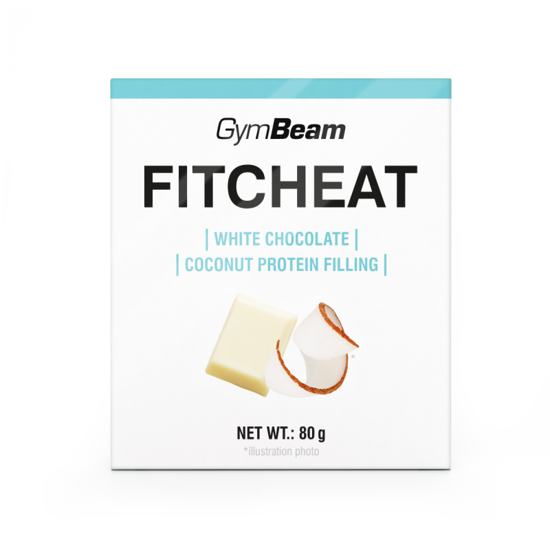 GymBeam Proteinová čokoláda Fitcheat, 80 g Příchuť: bílá čokoláda kokos