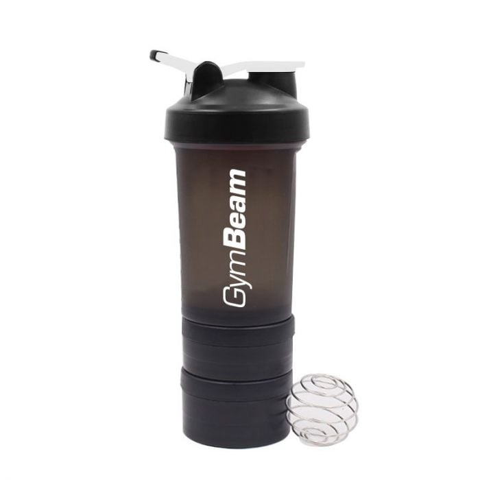 GymBeam Vícedílný šejkr Blend Bottle Black White 600 ml