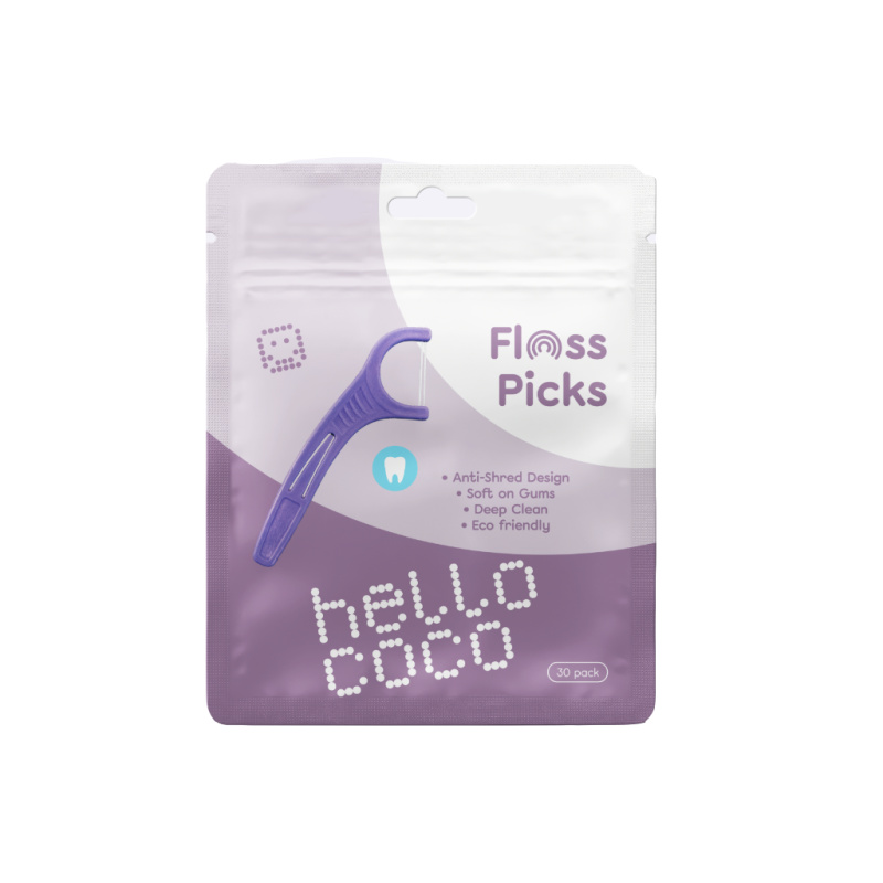 hello coco Floss Picks dentální párátka s nití 30 ks