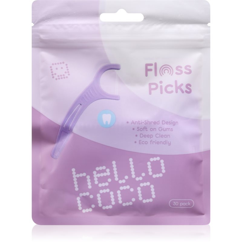 hello coco Floss Picks dentální párátka s nití 30 ks