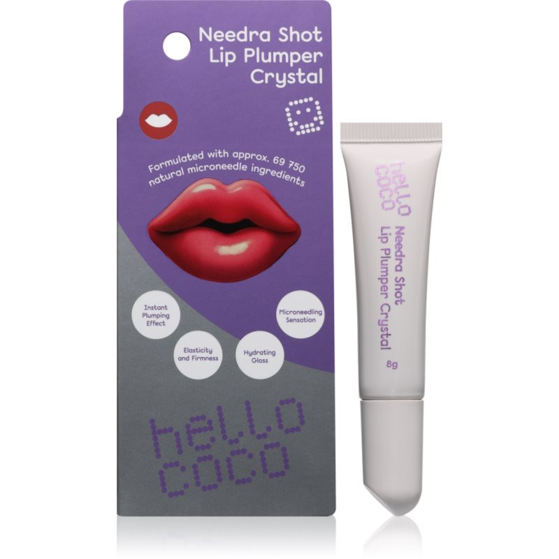 hello coco Needra Shot Lip Plumper lesk na rty se zvětšujícím efektem odstín Crystal 8 g