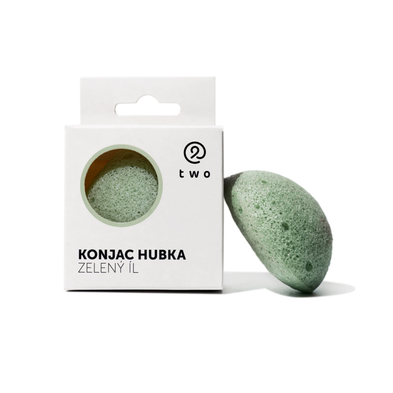 Twocosmetics Konjac houba na čištění pleti se zeleným jílem, kompostovatelná, 1 ks