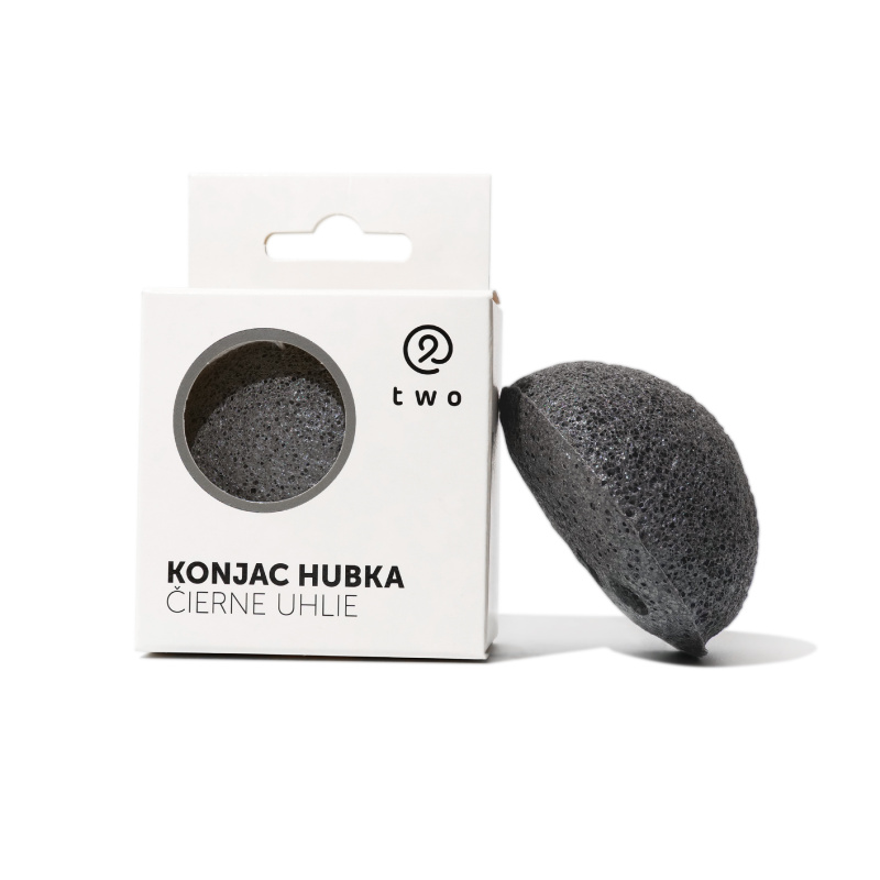 Twocosmetics Konjac houba na čištění pleti s černým uhlím, kompostovatelná, 1 ks