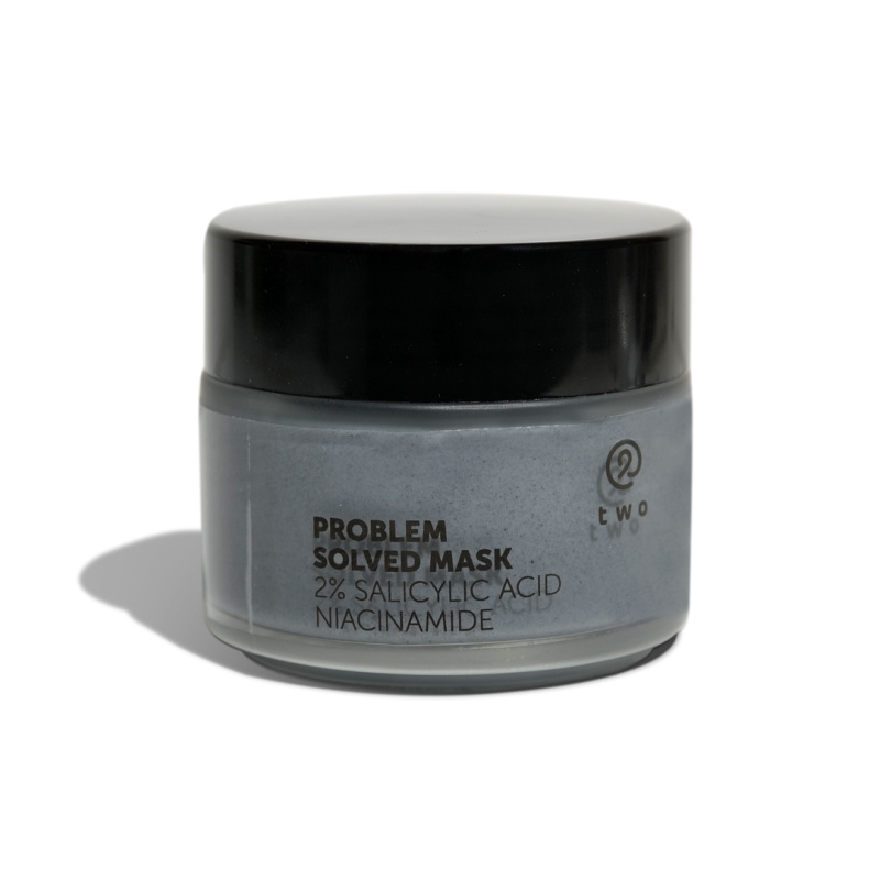 Twocosmetics Krémovo-jílová maska na obličej s 2% kyselinou salicylovou, niacinamidem, bentonitem a černým uhlím, 100 ml