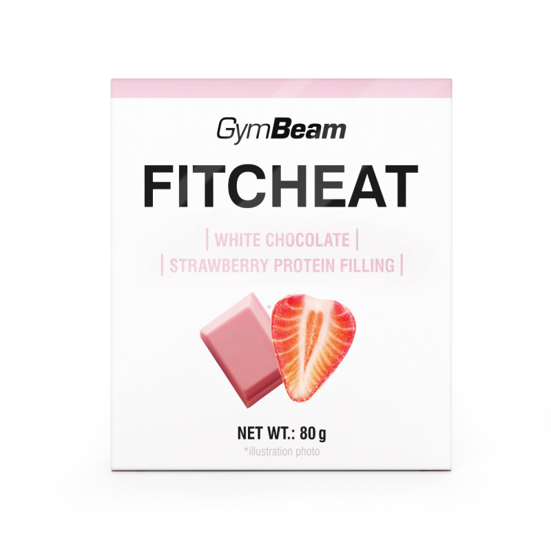 GymBeam Proteinová čokoláda Fitcheat, 80 g Příchuť: bílá čokoláda s jahodou