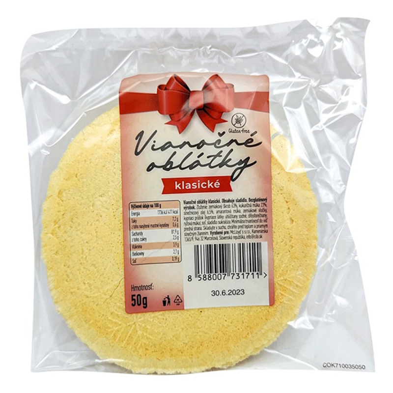 CIBI Vánoční oplatky bez lepku klasik 50 g