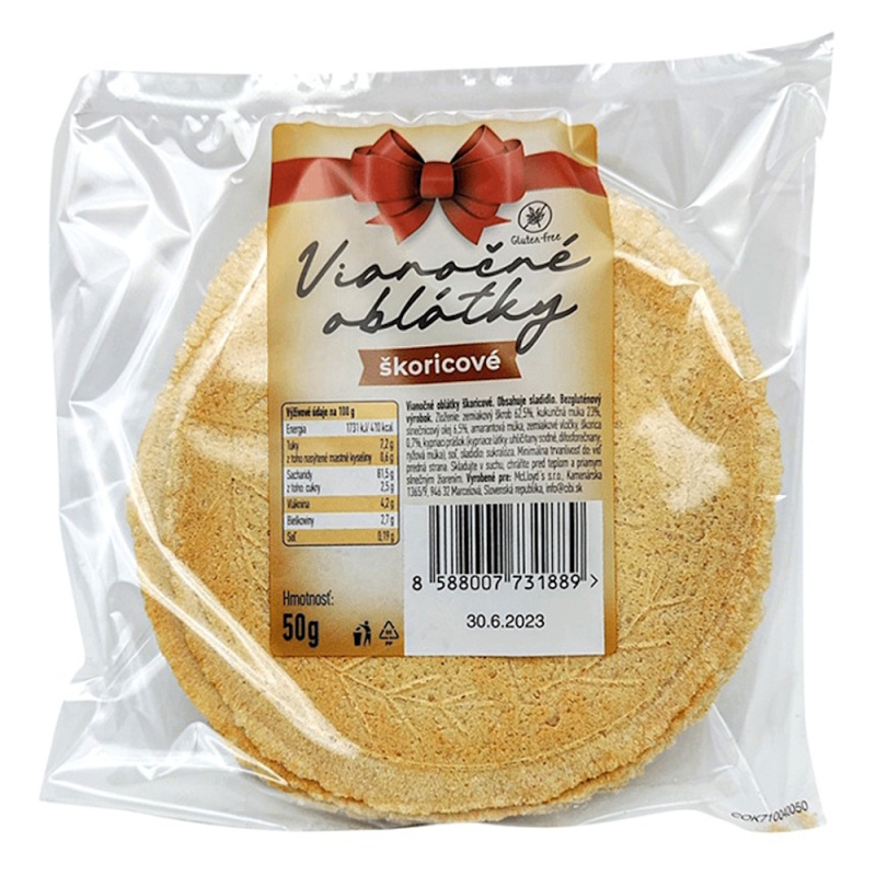 CIBI Vánoční oplatky bez lepku skořicové 50 g