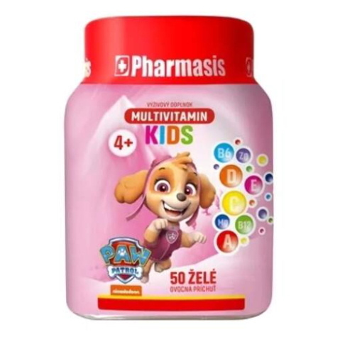 PHARMASIS Multivitamin kids Tlapková patrola želé pro děti růžová 50 ks