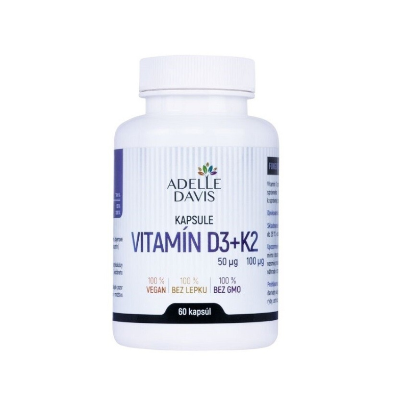 Adelle Davis Adelle Davis, Vitamín D3+K2, 60 kapslí