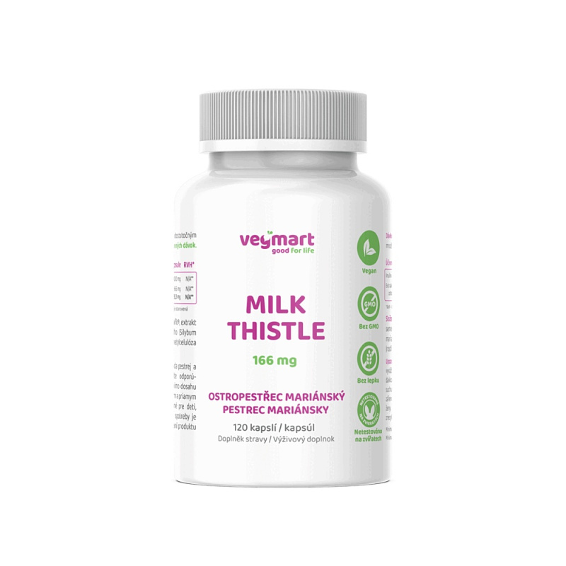 Vegmart MILK THISTLE Ostropestřec mariánský 166 mg 120 kapslí