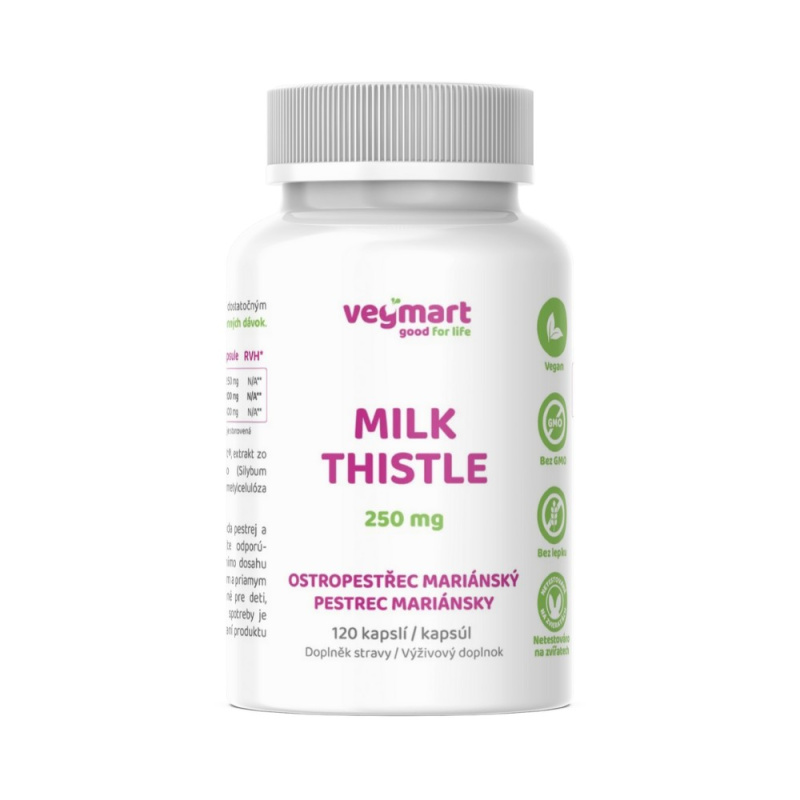 Vegmart MILK THISTLE Ostropestřec mariánský 166 mg 120 kapslí