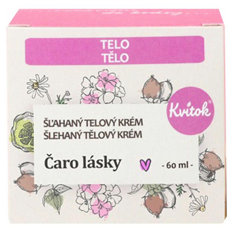 Kvitok Šlehaný tělový krém Kouzlo lásky pro suchou a namáhanou pokožku, 60 ml