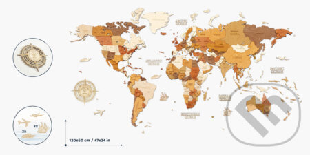 Nástenná drevená mapa sveta (XL - TRAVELER)