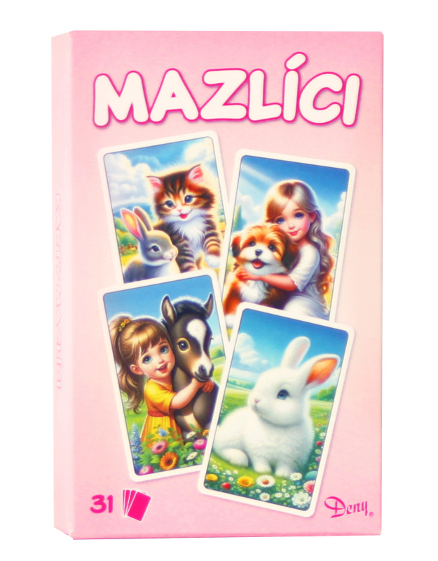 Černý Petr zvířecí mazlíci růžový