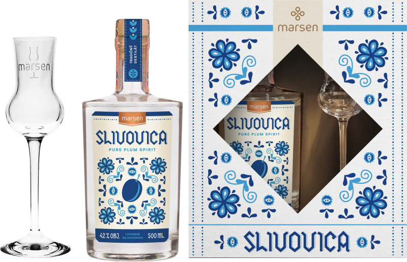 Marsen Slivovica + sklenice 42% 0,5l (darčekové balenie 1 pohár)